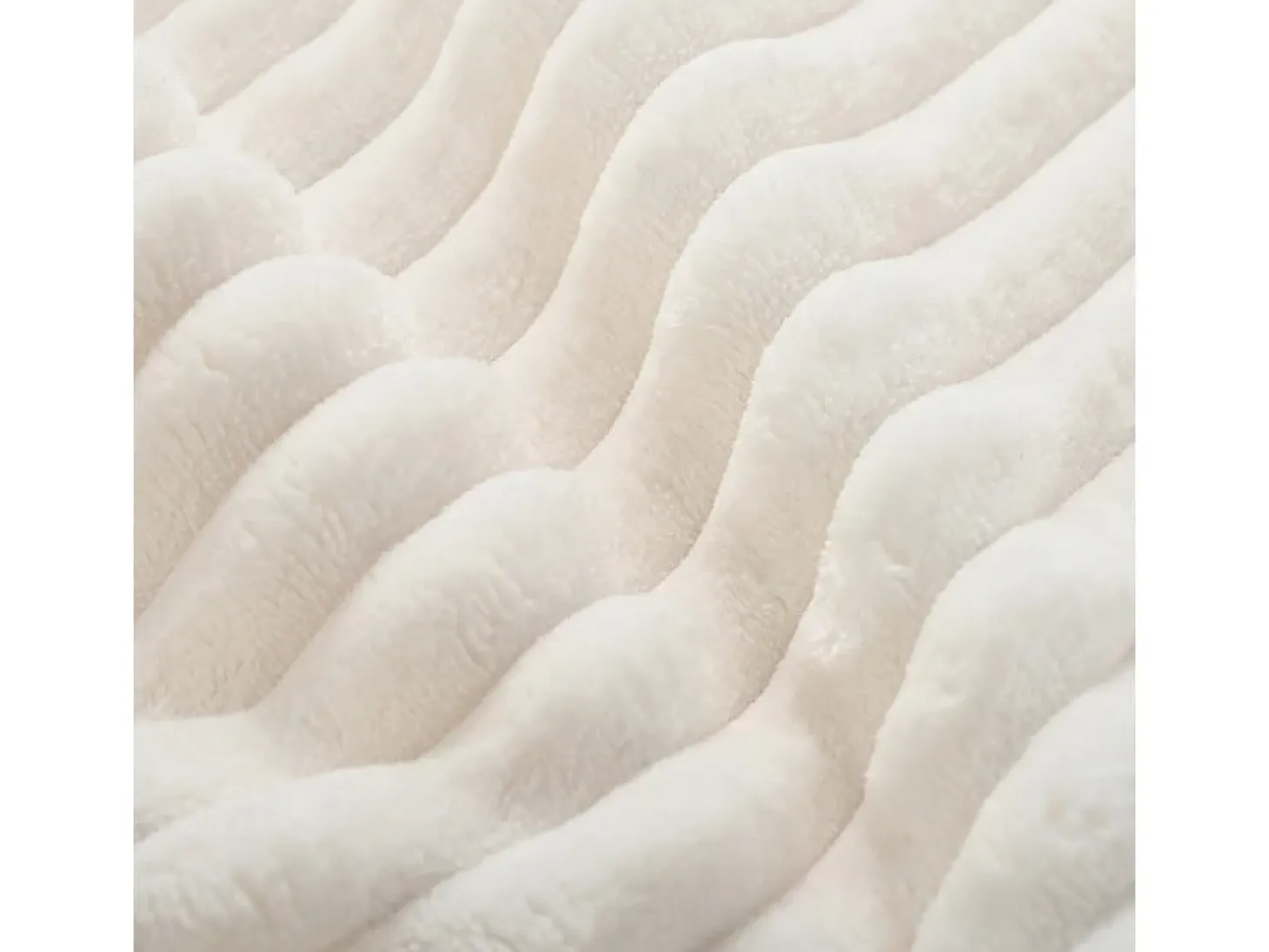 Sofá angular reto modular 307cm - de Veludo de canelura larga - 3 lugares - com 5 almofadas - Branco
