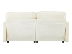 Sofá branco de 2 lugares - Sofá reto com encosto e almofadas - Veludo cotelê - para sala de estar e quarto