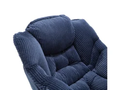 Sofá cadeira com braços, bolsos laterais e apoio para os pés, azul marinho