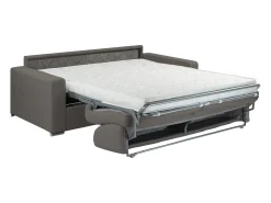Sofá cama 4 lugares colchão de 14 cm tecido cinzento escuro CALITO