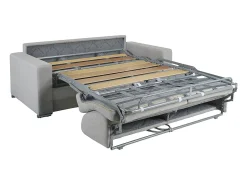 Sofá cama 4 lugares colchão de 14 cm tecido cinzento escuro CALITO