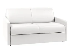 Sofá cama 2 lugares colchão de 22 cm pele sintética branca CALIFE