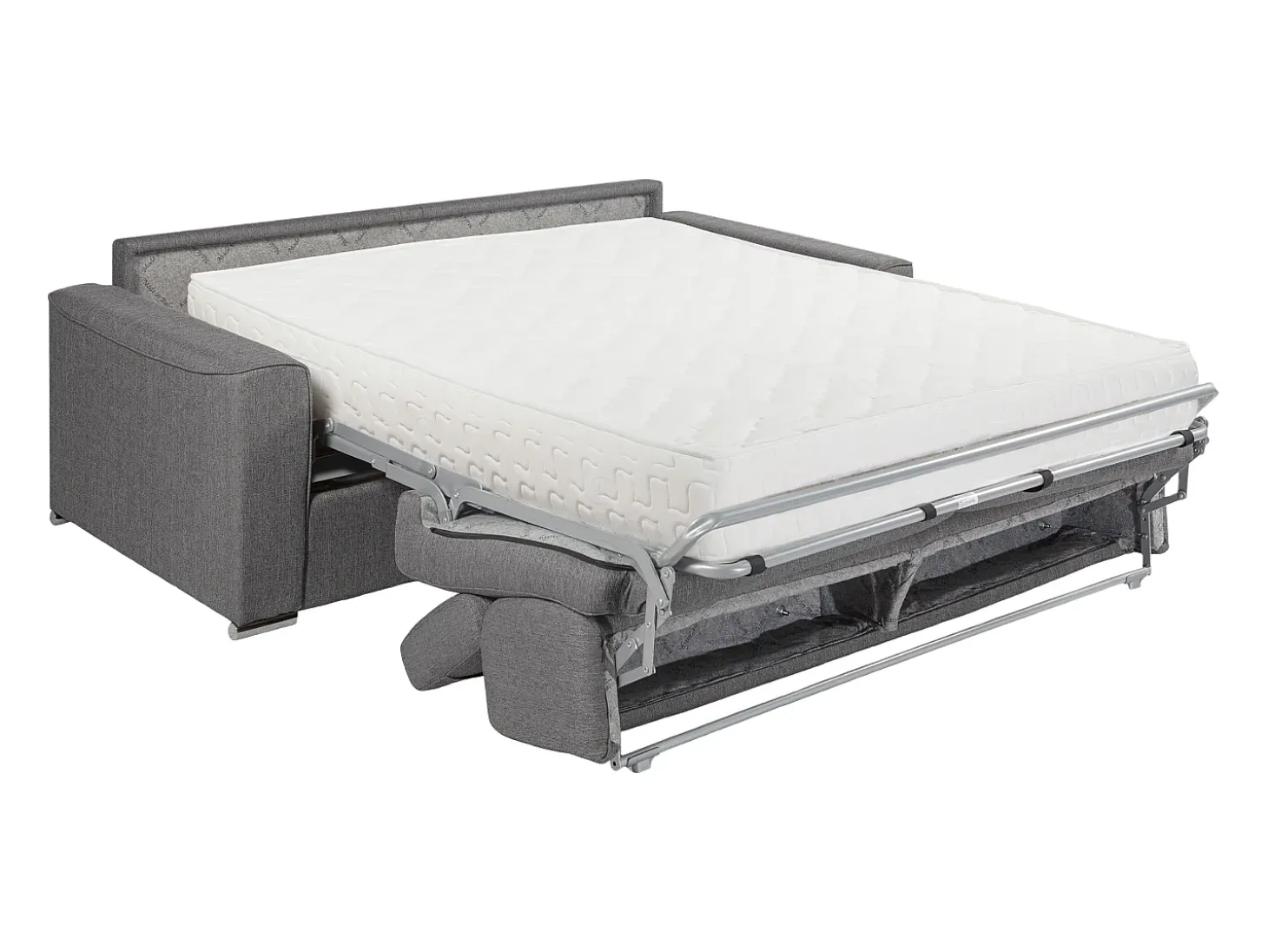 Sofá cama 3 lugares colchão de 22 cm tecido cinzento VIZIR