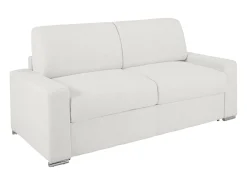 Sofá cama 2 lugares colchão de 18 cm pele sintética branca CALITO