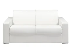 Sofá cama 2 lugares colchão de 14 cm pele sintética branca CALITO