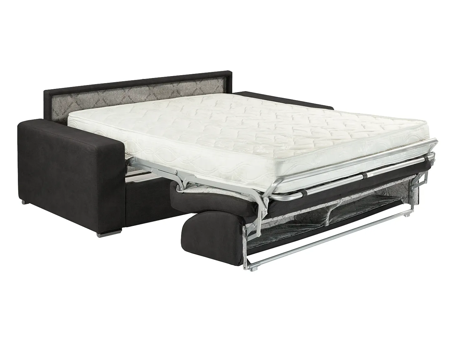 Sofá cama 2 lugares em tecido Cinzento escuro colchão de 18 cm EMIR