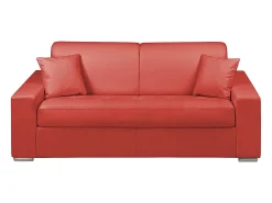 Sofá cama 2 lugares pele sintética Vermelho colchão de 18 cm EMIR