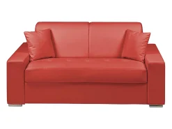 Sofá cama 2 lugares pele sintética Vermelho colchão de 14 cm EMIR