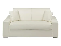 Sofá cama 2 lugares pele sintética colchão de 22 cm Branco EMIR