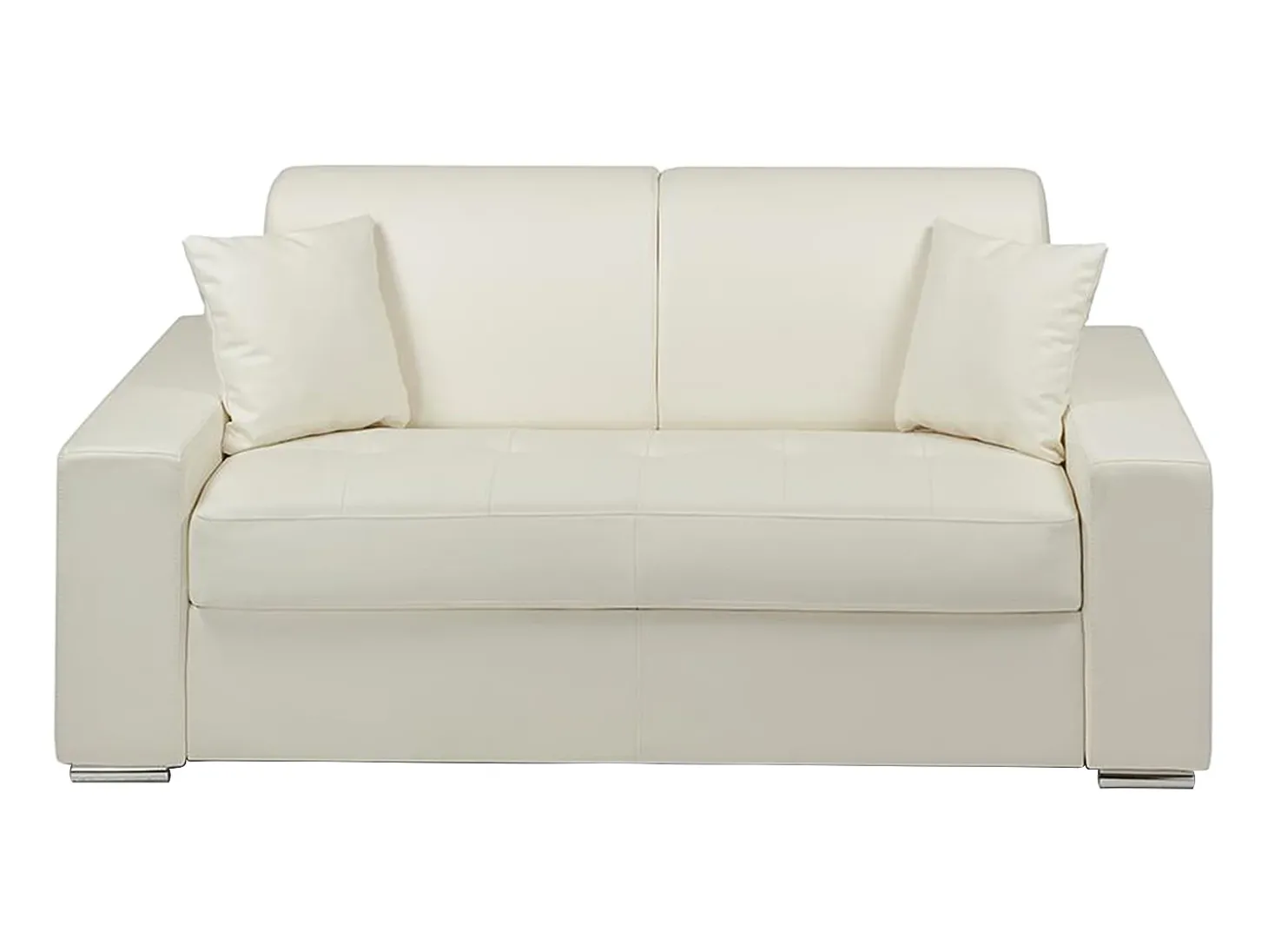Sofá cama 2 lugares pele sintética colchão de 22 cm Branco EMIR