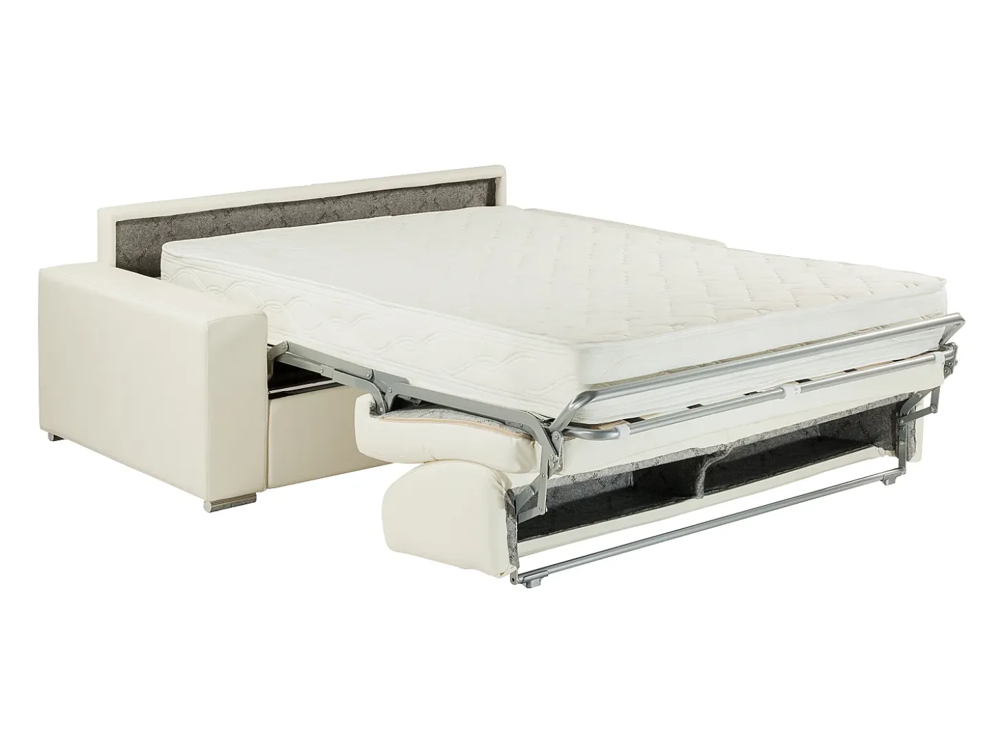 Sofá cama 2 lugares pele sintética colchão de 22 cm Branco EMIR