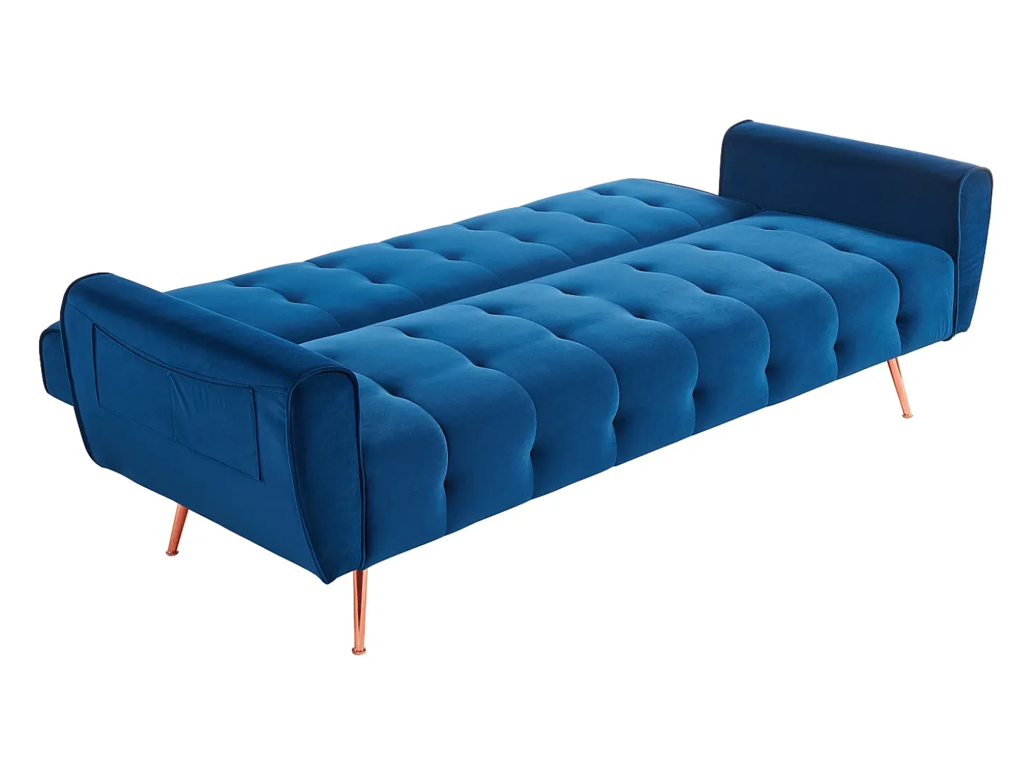 Sofá cama clic clac de 3 lugares veludo azul - POLANI