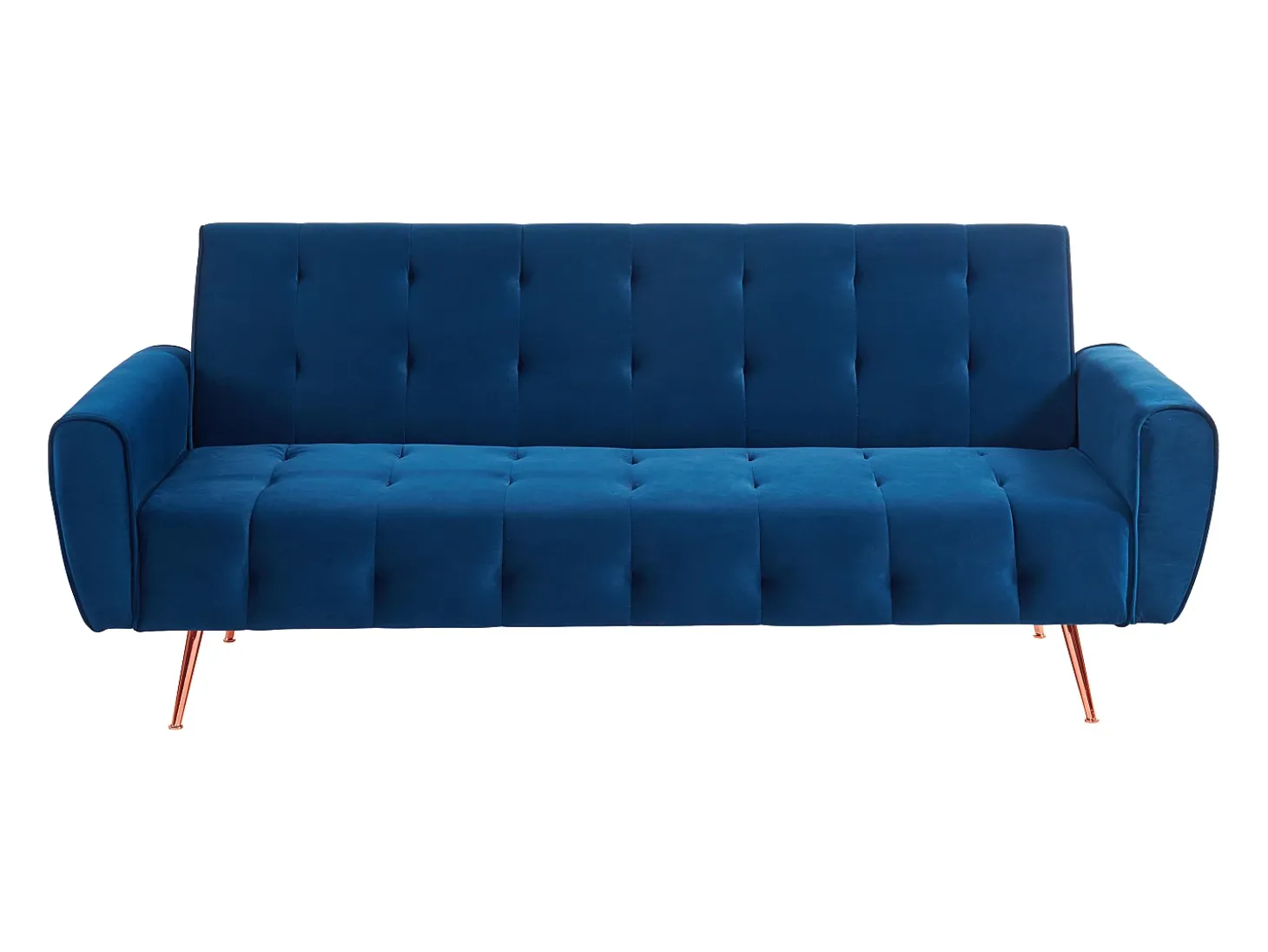 Sofá cama clic clac de 3 lugares veludo azul - POLANI
