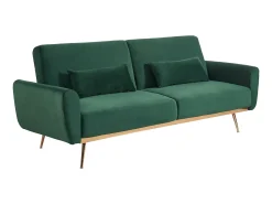 Sofá cama clic clac de 3 lugares em veludo verde - LAUNEI