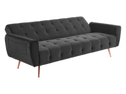 Sofá cama clic clac de 3 lugares convertível clic clac veludo Cinzento POLANI
