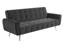 Sofá cama clic clac de 3 lugares convertível clic clac veludo Cinzento POLANI