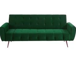Sofá cama clic clac de 3 lugare veludo verde - POLANI