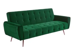 Sofá cama clic clac de 3 lugare veludo verde - POLANI