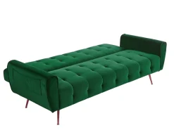 Sofá cama clic clac de 3 lugare veludo verde - POLANI