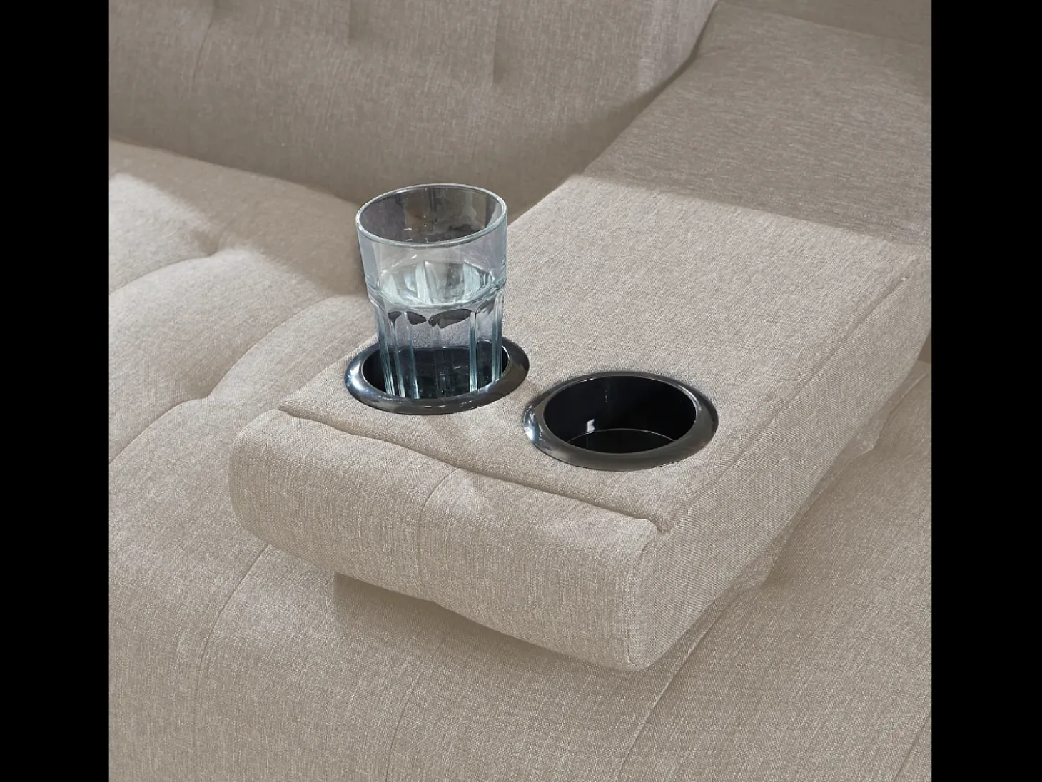 Sofá Cama Conversível 3 Lugares Bege com Mesa Central INVERNESS