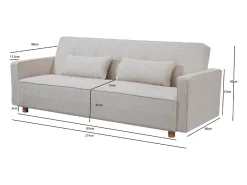 Sofá Cama Conversível 3 Lugares Veludo Cotelê Bege Copenhaga Escandinavo Confortável e Prático