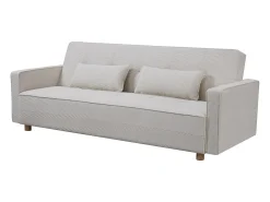 Sofá Cama Conversível 3 Lugares Veludo Cotelê Bege Copenhaga Escandinavo Confortável e Prático