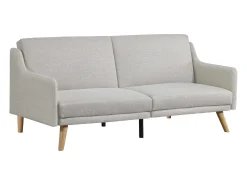 Sofá Cama Conversível Escandinavo Cinza Claro ESTER - Design Moderno, Conversível, 3 Lugares, Madeira Maciça, Fácil de Manter