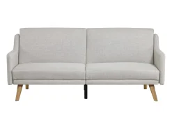 Sofá Cama Conversível Escandinavo Cinza Claro ESTER - Design Moderno, Conversível, 3 Lugares, Madeira Maciça, Fácil de Manter