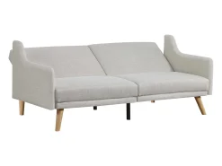 Sofá Cama Conversível Escandinavo Cinza Claro ESTER - Design Moderno, Conversível, 3 Lugares, Madeira Maciça, Fácil de Manter