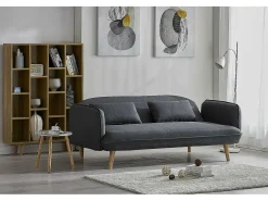 Sofá Cama Conversível Escandinavo 3 Lugares Cinza SOTCHI - Estilo Moderno e Tendência