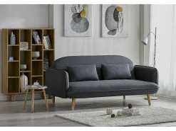 Sofá Cama Conversível Escandinavo 3 Lugares Cinza SOTCHI - Estilo Moderno e Tendência
