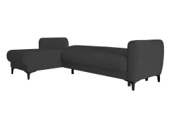 Sofá cama Dabazo, Sofá cama de canto com península reversível, Sofá moderno de arrumação com chaiselongue e 3 almofadas, 230x153h85 cm, Antracite