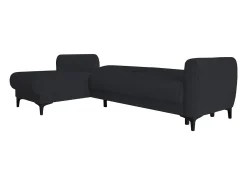 Sofá cama Dabazo, Sofá cama de canto com península reversível, Sofá moderno com chaiselongue e 3 almofadas, 230x153h85 cm, Azul