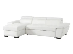 Sofá cama de canto esquerdo em dois materiais branco JONOVA