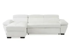 Sofá cama de canto esquerdo em dois materiais branco JONOVA