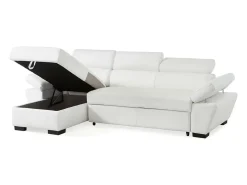 Sofá cama de canto esquerdo em dois materiais branco JONOVA