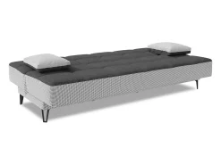 Sofá cama Dfortin, sofá cama de 3 lugares com pés de metal preto, Sofá da sala em tecido acolchoado com abertura click-clack, 190x87h97 cm, Cinza