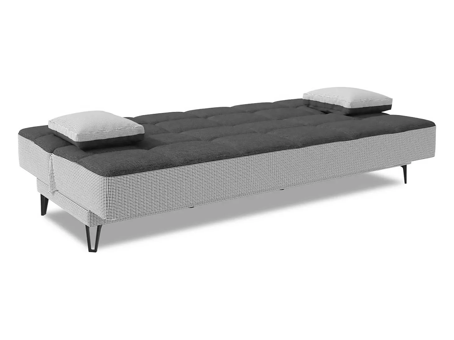 Sofá cama Dfortin, sofá cama de 3 lugares com pés de metal preto, Sofá da sala em tecido acolchoado com abertura click-clack, 190x87h97 cm, Cinza