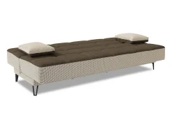 Sofá cama Dfortin, sofá cama de 3 lugares com pés de metal preto, Sofá da sala em tecido estofado com abertura click-clack, 190x87h97 cm, Cinza e Marrom
