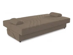 Sofá cama Dmalama, sofá cama de 3 lugares com arrumação com 2 almofadas incluídas, Sofá da sala em tecido acolchoado com abertura click-clack, 181x81h88 cm, Bege