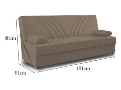 Sofá cama Dmalama, sofá cama de 3 lugares com arrumação com 2 almofadas incluídas, Sofá da sala em tecido acolchoado com abertura click-clack, 181x81h88 cm, Bege