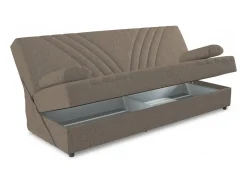 Sofá cama Dmalama, sofá cama de 3 lugares com arrumação com 2 almofadas incluídas, Sofá da sala em tecido acolchoado com abertura click-clack, 181x81h88 cm, Bege