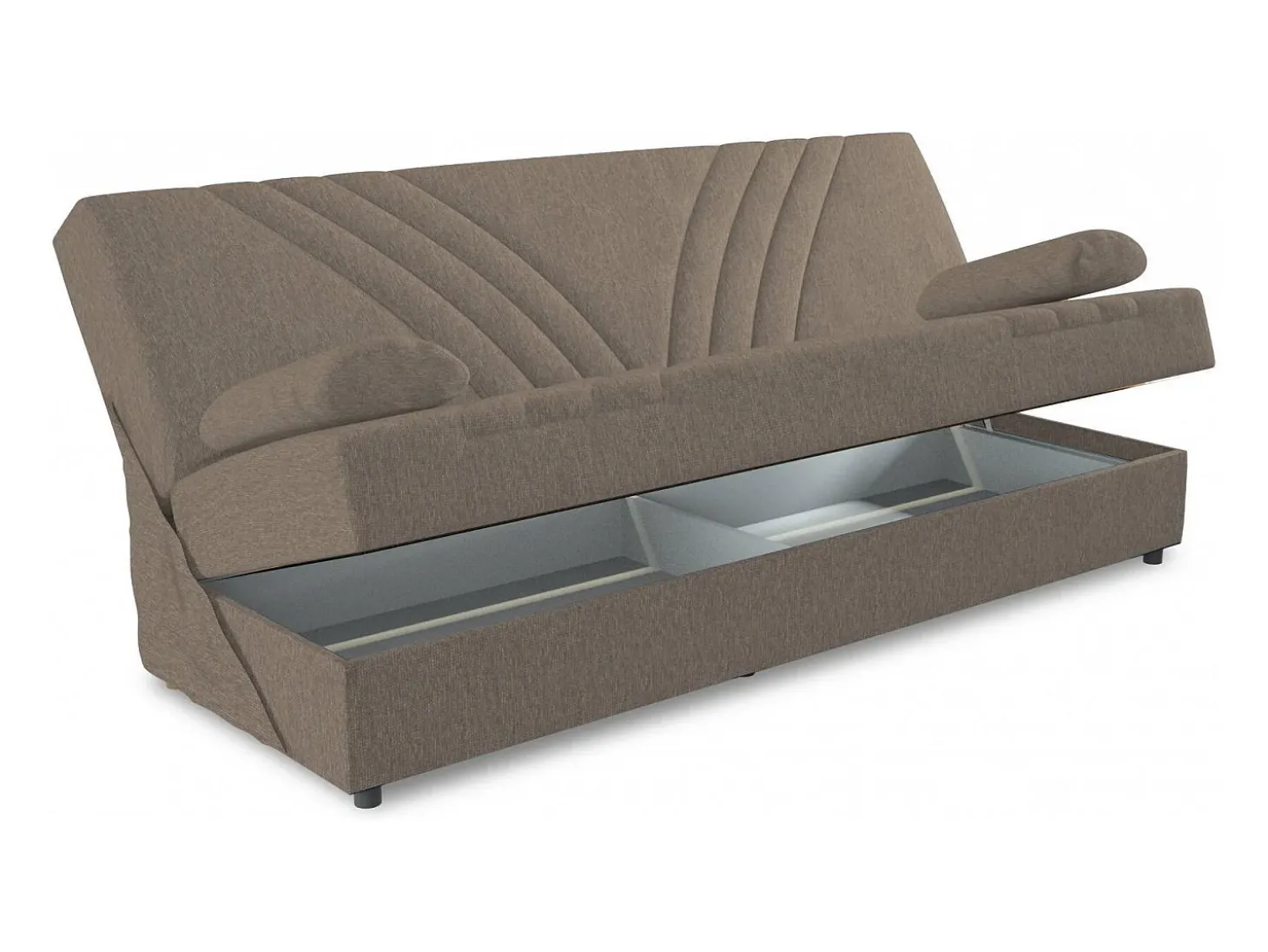 Sofá cama Dmalama, sofá cama de 3 lugares com arrumação com 2 almofadas incluídas, Sofá da sala em tecido acolchoado com abertura click-clack, 181x81h88 cm, Bege