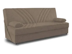 Sofá cama Dmalama, sofá cama de 3 lugares com arrumação com 2 almofadas incluídas, Sofá da sala em tecido acolchoado com abertura click-clack, 181x81h88 cm, Bege