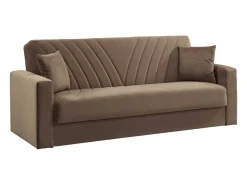 Sofá cama Jorge, sofá cama container linear de 3 lugares com 2 almofadas incluídas, Sofá da sala em tecido acolchoado com abertura click-clack, 214x81xh89 cm, Bege