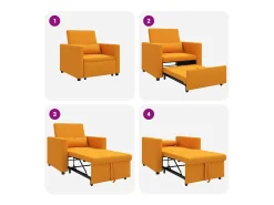 Sofá cama single Amarelo-escuro 90x165x87 cm tecido SHL521009