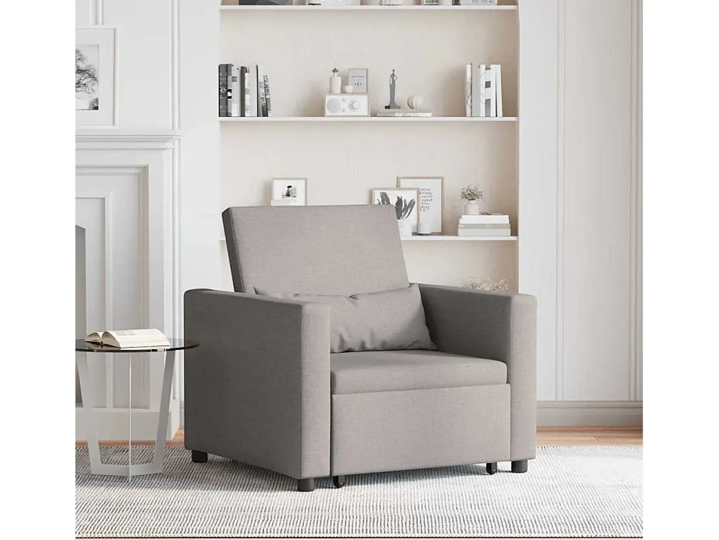 Sofá cama single Cinzento-acastanhado 90x165x87 cm tecido SHL546617