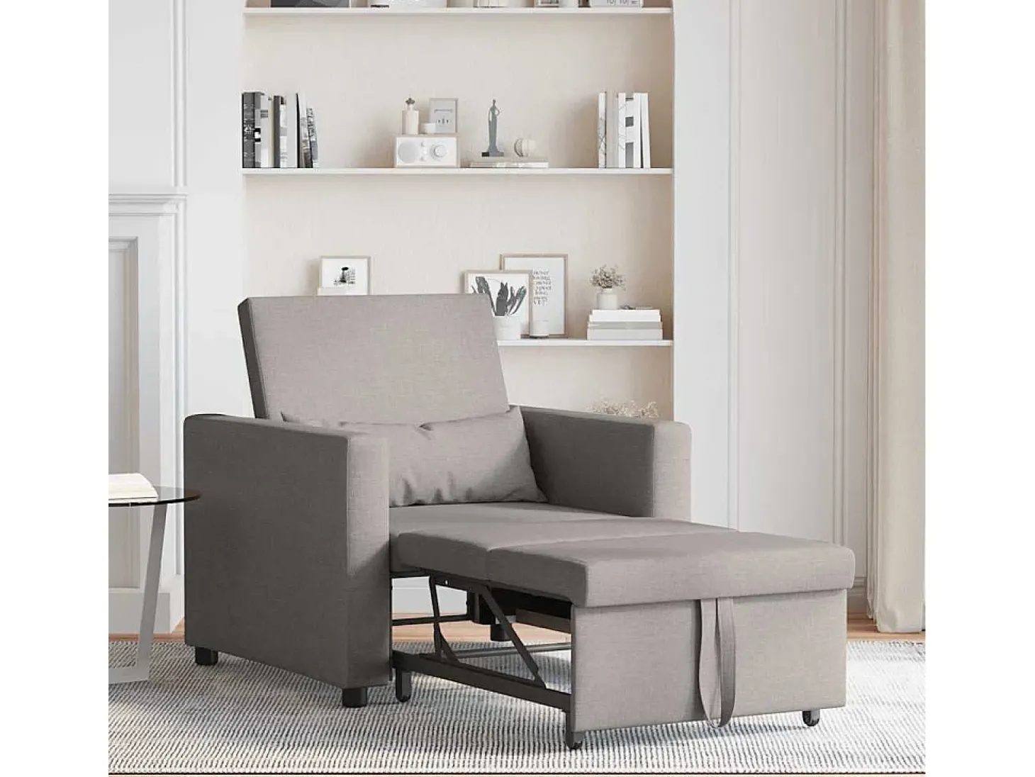 Sofá cama single Cinzento-acastanhado 90x165x87 cm tecido SHL546617