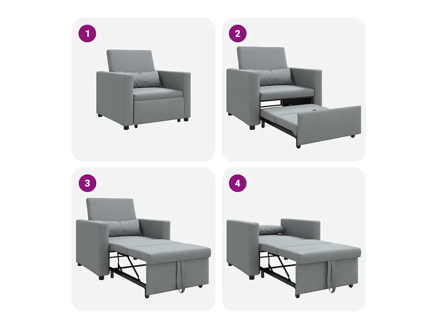 Sofá cama single Cinzento-claro 90x165x87 cm tecido SHL206923