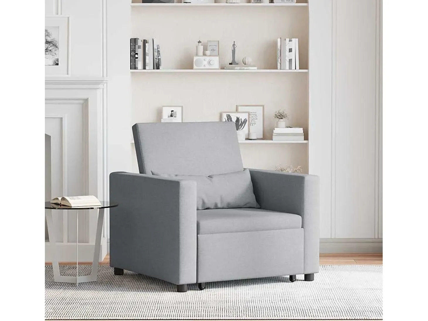 Sofá cama single Cinzento-claro 90x165x87 cm tecido SHL206923